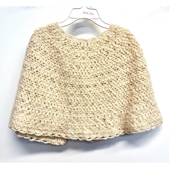 Anthropologie Hand Knit By Dollie Chunky Sweater Poncho Diamond Button OS - Picture 7 of 10